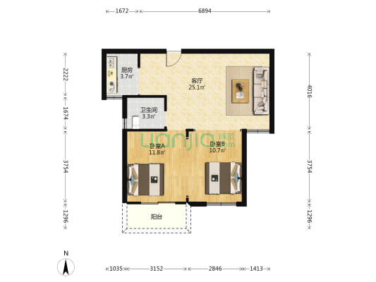 重工小区B区 2室1厅1卫 76平方