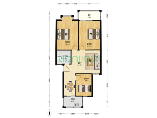 永安花园 3室1厅1卫 94平方