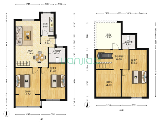 滨兴北苑小区 4室1厅2卫 80平方