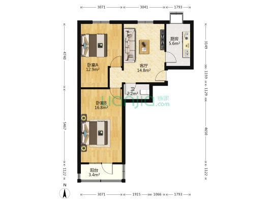 中路子小区 2室1厅1卫 65平方