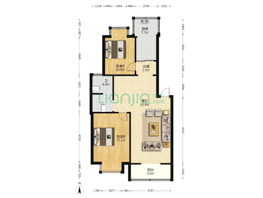 瑞丰园 2室1厅1卫 98平方