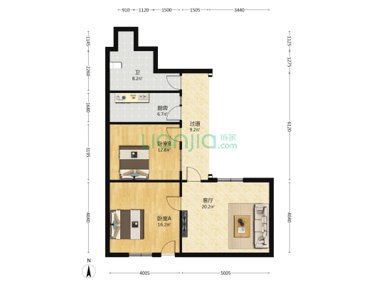 上南街87号 2室1厅1卫 84平方