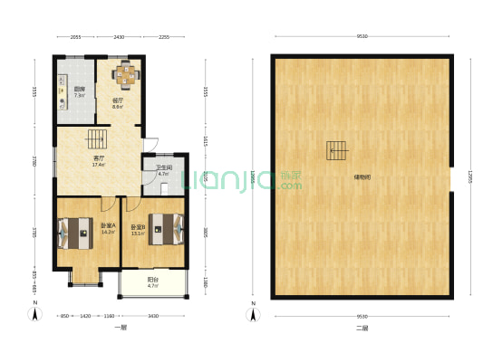 一人巷商业街 2室2厅1卫 85平方