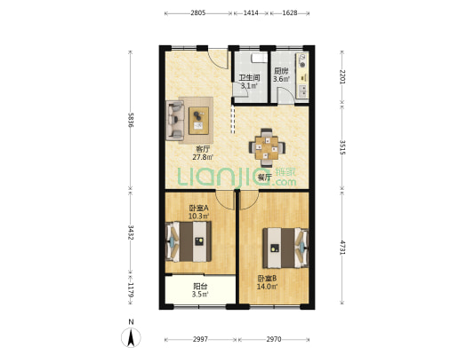 铭功路118号 2室1厅1卫 83平方