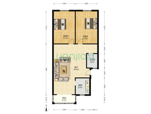 树藩大街451号 2室1厅1卫 102平方