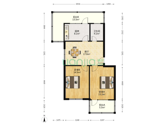 经三路58号 2室1厅1卫 91平方