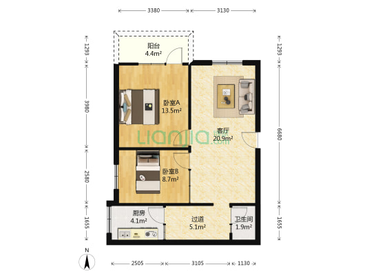 文家东巷4号 2室1厅1卫 65平方