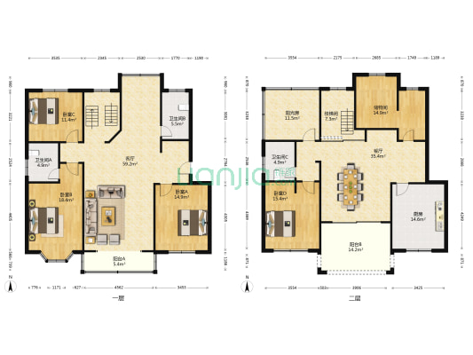 康乐村 4室2厅3卫 143平方