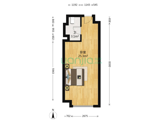 时代倾城4期北区（南海） 1室0厅1卫 44平方