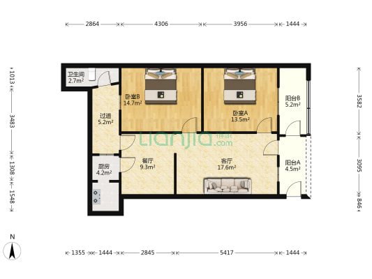 磁带厂家属院 2室2厅1卫 73平方