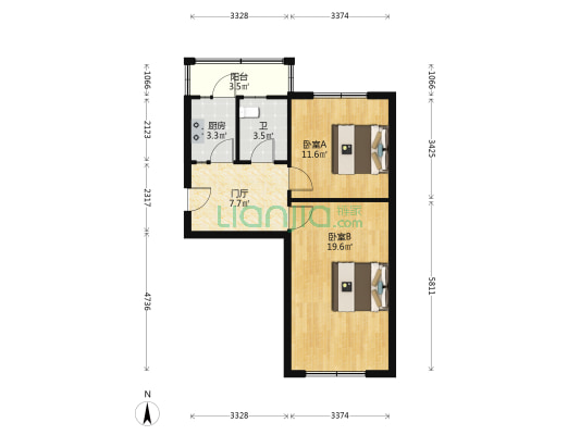 气动院 2室0厅1卫 62平方