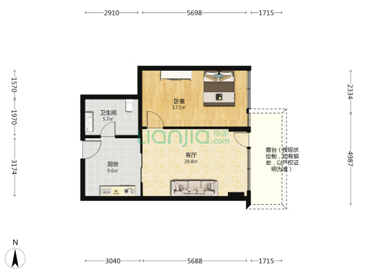 建邦礼仕阁 1室1厅1卫 82平方