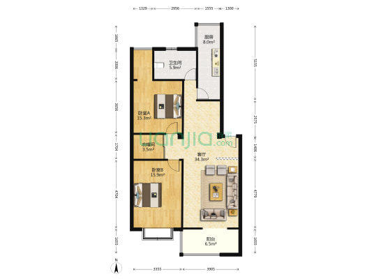 御源景城 2室1厅1卫 108平方