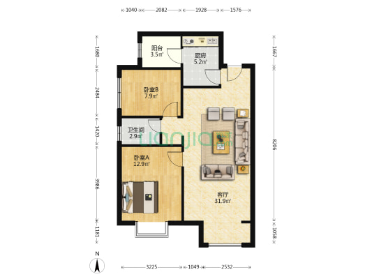 金悦花园 2室1厅1卫 92平方