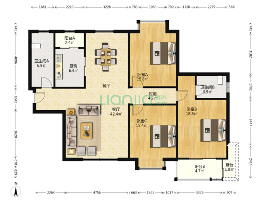 曲江新坐标 3室1厅2卫 153平方