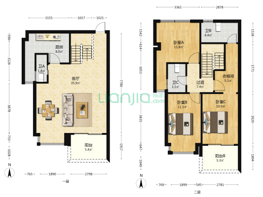 凯旋盛景 3室1厅3卫 137平方