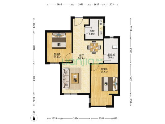 珺林 2室1厅1卫 92平方