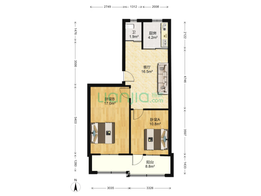 西城大厦 2室1厅1卫 70平方