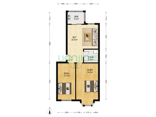 玄武A区 2室1厅1卫 80平方