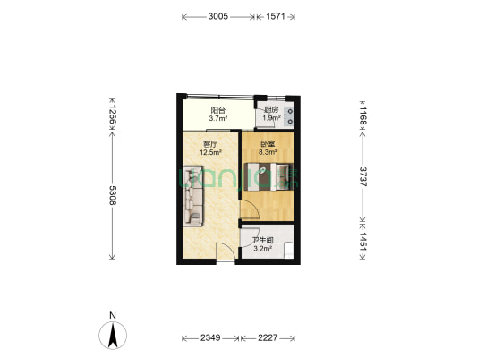 康盈阁 1室1厅1卫 42平方
