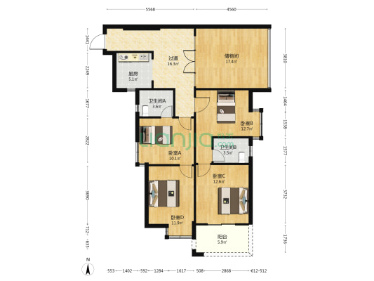 前岐雅筑 4室0厅2卫 120平方
