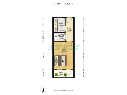 台西纬五路 1室0厅1卫 33平方