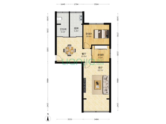 兰州公路段家属院 2室2厅1卫 58平方