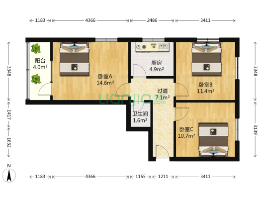 福建路16号 3室0厅1卫 70平方