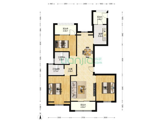 水韵汉府 3室2厅2卫 132平方