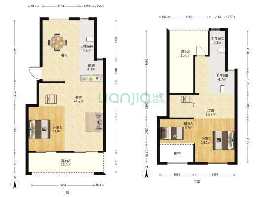 世茂·国风晋安 3室1厅3卫 117平方