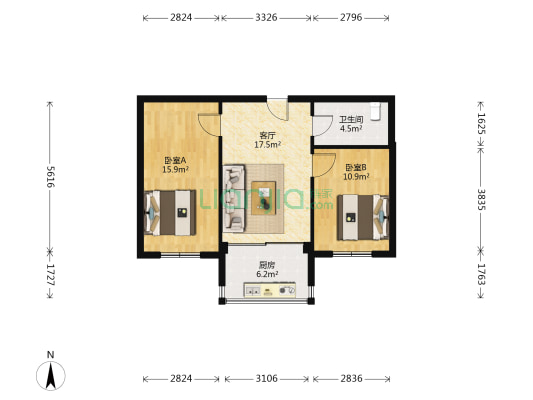 长城小镇 2室1厅1卫 69平方