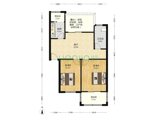 嘉和苑 2室1厅1卫 86平方