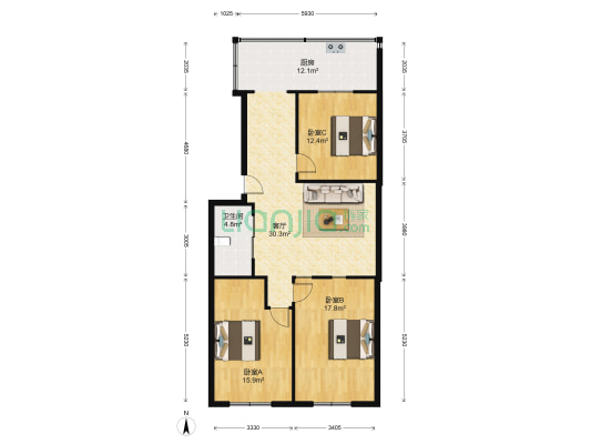 万福小区 3室1厅1卫 111平方