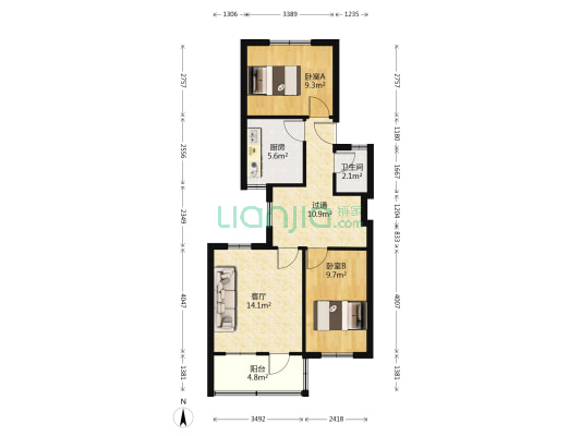 淄城镇城二村 2室1厅1卫 70平方