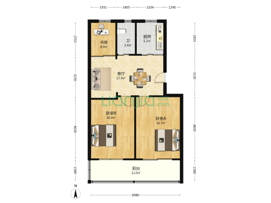 青果路123号 3室1厅1卫 85平方