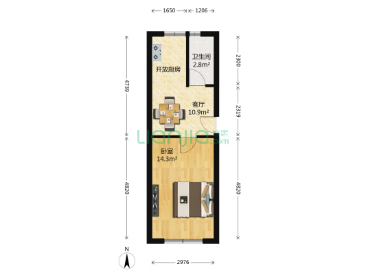 择月里 1室1厅1卫 40平方