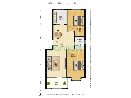 恒丰翠庭 2室1厅1卫 96平方