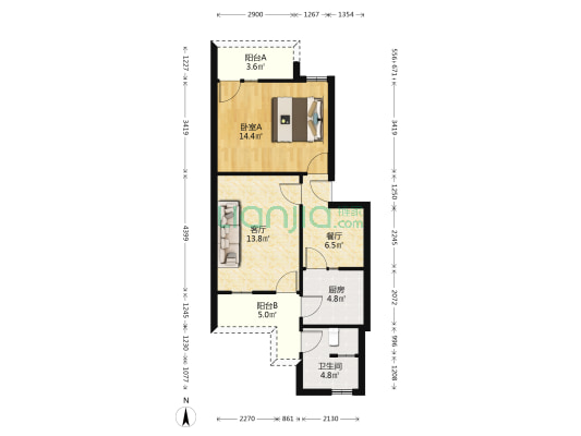 丛桂街76号 1室2厅1卫 51平方