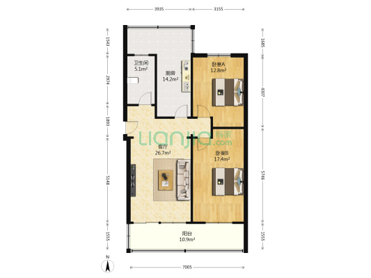 兰州供电局变电处家属院 2室1厅1卫 87平方