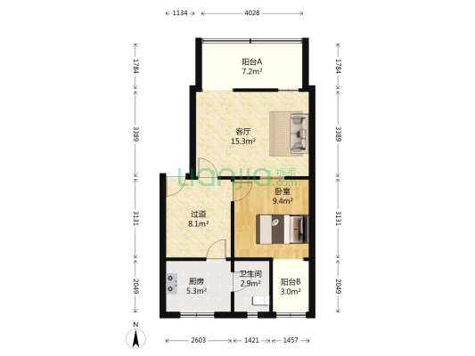 富强二村 1室1厅1卫 56平方