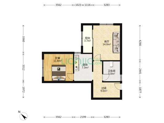 长新小区(长宁) 1室1厅1卫 68平方