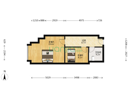 财富国际商务大厦 2室0厅1卫 58平方