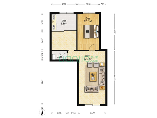 信合公寓 1室1厅1卫 85平方