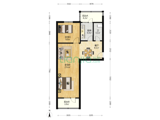 安西路小学家属院 2室1厅1卫 67平方