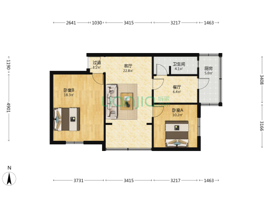 碚峡巷63号 2室2厅1卫 73平方