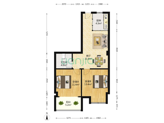 香江生态名郡 2室1厅1卫 82平方