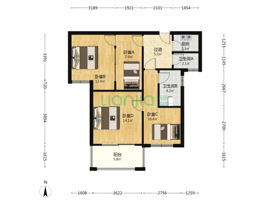 和沁园 4室0厅2卫 82平方