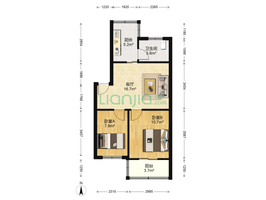 中兴公寓 2室1厅1卫 62平方
