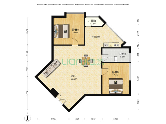 长峰中心 2室1厅1卫 151平方