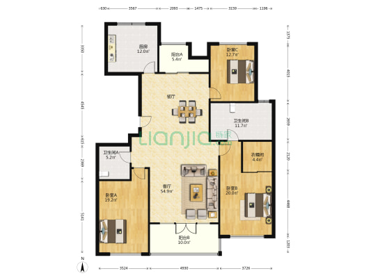九英里颢苑 3室1厅2卫 190平方